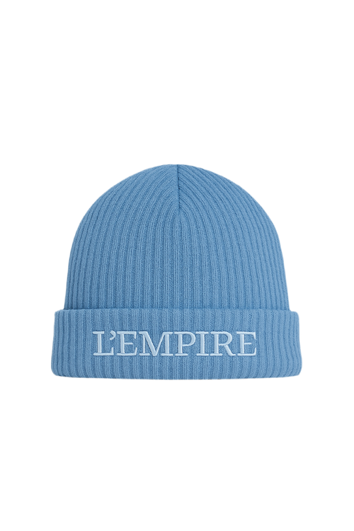 Wool Crown Beanie — embroidered L'EMPIRE logo, fold cuff, unisex fit, Black Grey Blue Beige | L'EMPIRE Amsterdam