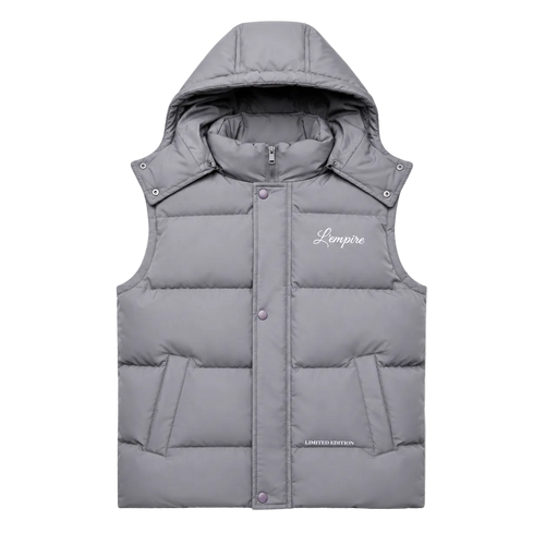 L'EMPIRE Bodywarmer Black — embroidered branding, no-collar design, lightweight insulation | L'EMPIRE Amsterdam