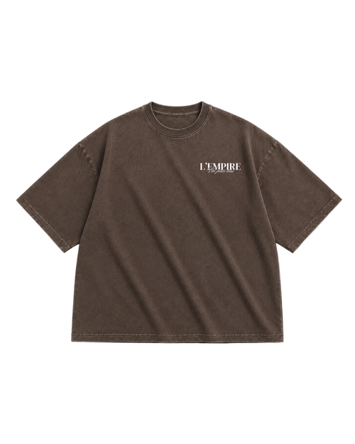 Club Summer Set Brown — model wearing matching tee and shorts | L'EMPIRE Amsterdam